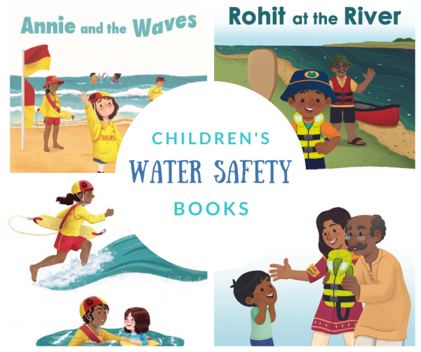 Covers and inside picture of 2 water safety books